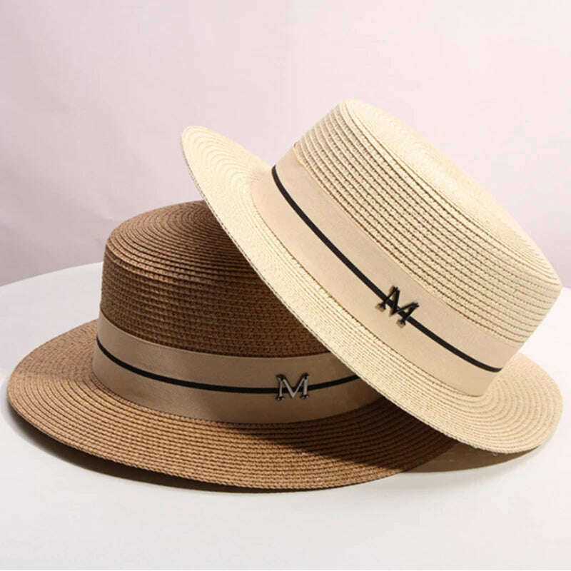 Hat For Women Panama Hat Summer Beach Hat Female Casual Lady Girls Flat Brim Straw Cap Girls Sun Hat Chapeu Feminino