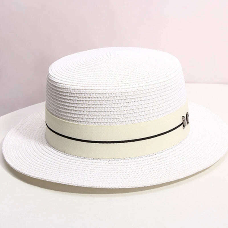Hat For Women Panama Hat Summer Beach Hat Female Casual Lady Girls Flat Brim Straw Cap Girls Sun Hat Chapeu Feminino