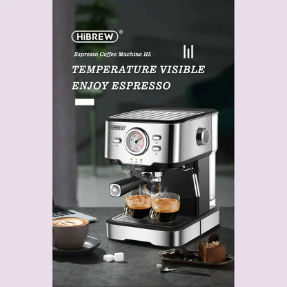 HiBREW Coffee Machine Cafetera 20 Bar Espresso Inox Semi Automatic Expresso Cappuccino Hot Water Steam Temperature Display H5