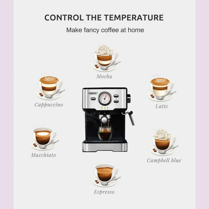 HiBREW Coffee Machine Cafetera 20 Bar Espresso Inox Semi Automatic Expresso Cappuccino Hot Water Steam Temperature Display H5