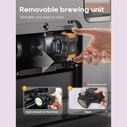 HiBREW Fully Automatic Espresso Machine Cappuccino Milk System 6 Coffee Varieties Intuitive Touch Display With Grinder H16