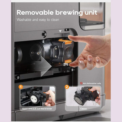 HiBREW Fully Automatic Espresso Machine Cappuccino Milk System 6 Coffee Varieties Intuitive Touch Display With Grinder H16