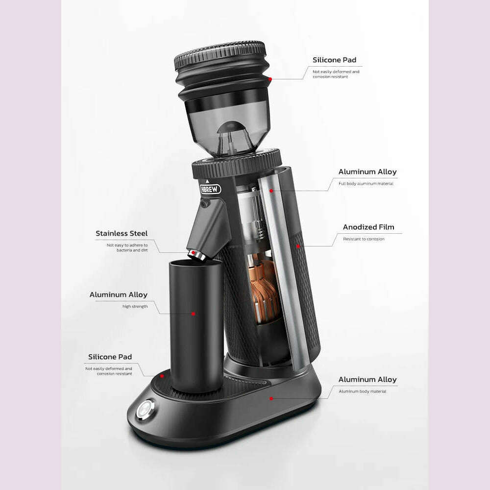 HiBREW G5 48mm Conical Burr Electric Coffee Grinder Compact Portable Coffee Bean Mill Kitchen for Espresso Turkish Coffee