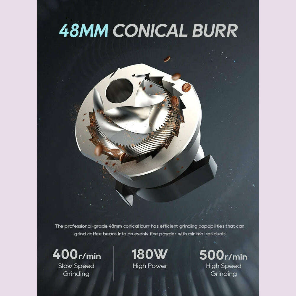HiBREW G5 48mm Conical Burr Electric Coffee Grinder Compact Portable Coffee Bean Mill Kitchen for Espresso Turkish Coffee