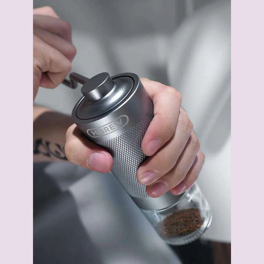 HiBREW Manual Coffee Grinder Portable High Quality Hand Grinder Mill Aluminium With Visual Bean Storage G4