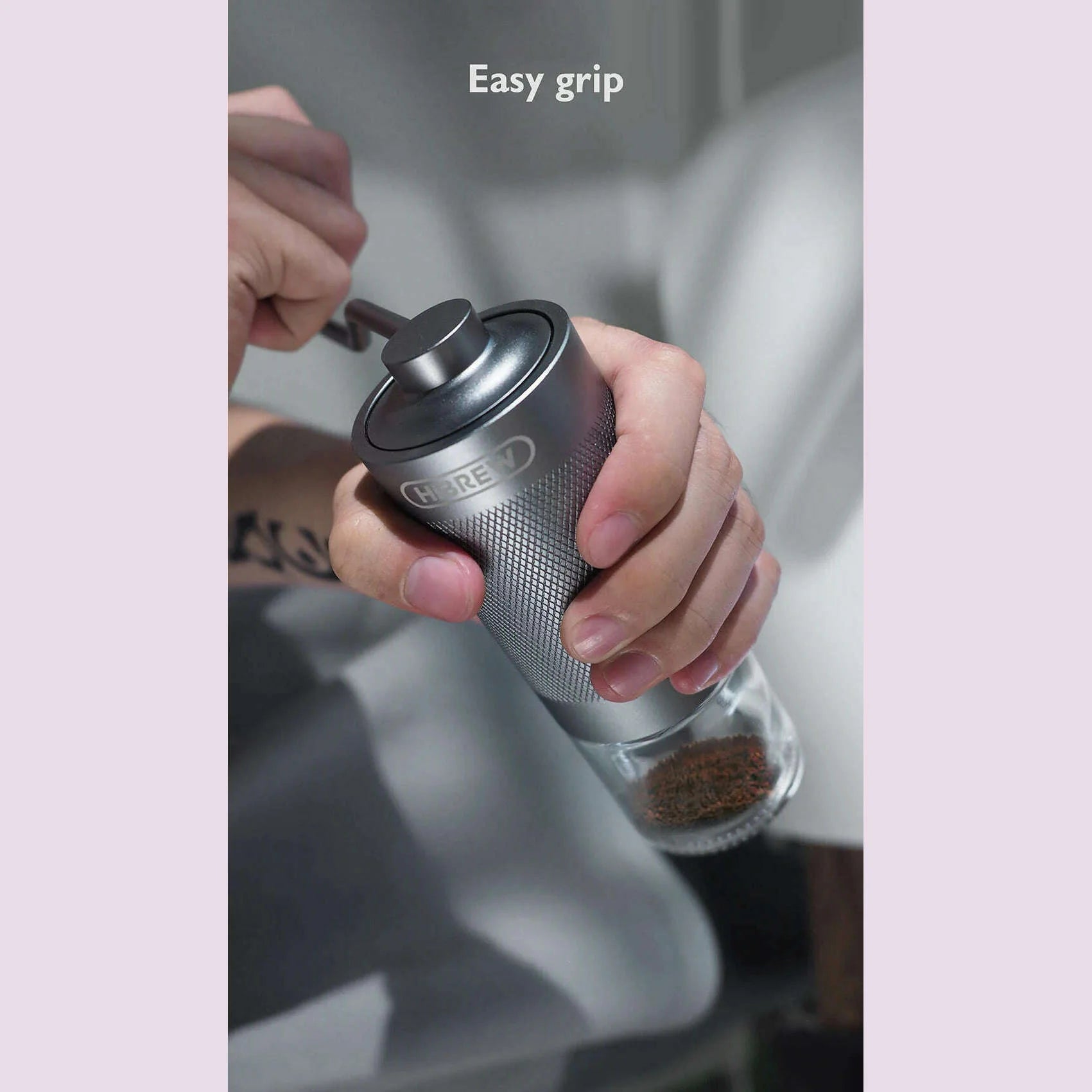 HiBREW Manual Coffee Grinder Portable High Quality Hand Grinder Mill Aluminium With Visual Bean Storage G4