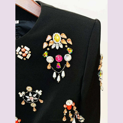HIGH STREET Newest 2023 Designer Runway Suit Set Women's O-neck Zip Back Cropped Tops Mini Skirt Set 2pcs