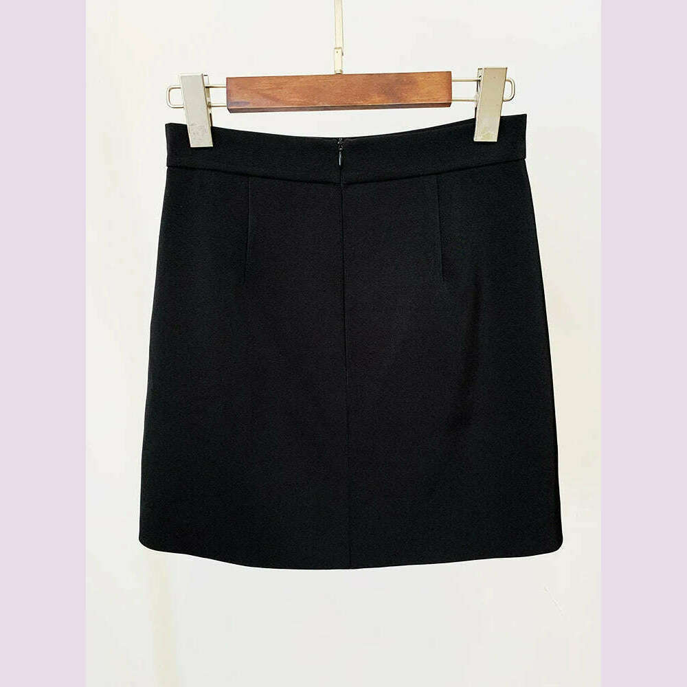 HIGH STREET Newest 2023 Designer Runway Suit Set Women's O-neck Zip Back Cropped Tops Mini Skirt Set 2pcs