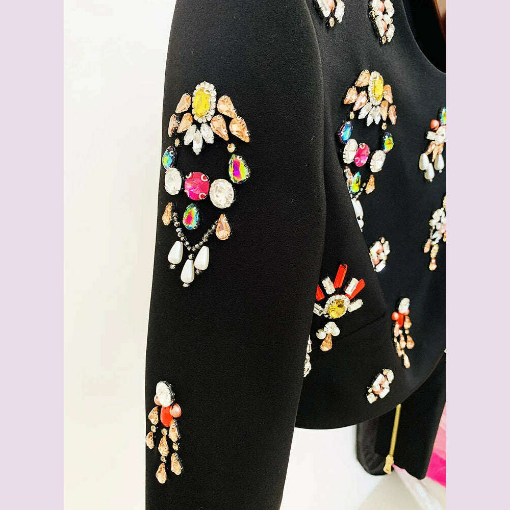 HIGH STREET Newest 2023 Designer Runway Suit Set Women's O-neck Zip Back Cropped Tops Mini Skirt Set 2pcs