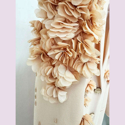 HIGH STREET Newest Fashion 2024 Designer Maxi Dresses Women's Long Sleeve Stunning Flowers Appliques Beaded Long Dress