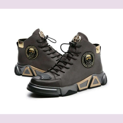 High-top Men's Shoes Leather Men's Ankle Boots 2022 Autumn and Winter New Trend Leather Boots Youth Thick-soled Rider Boots
