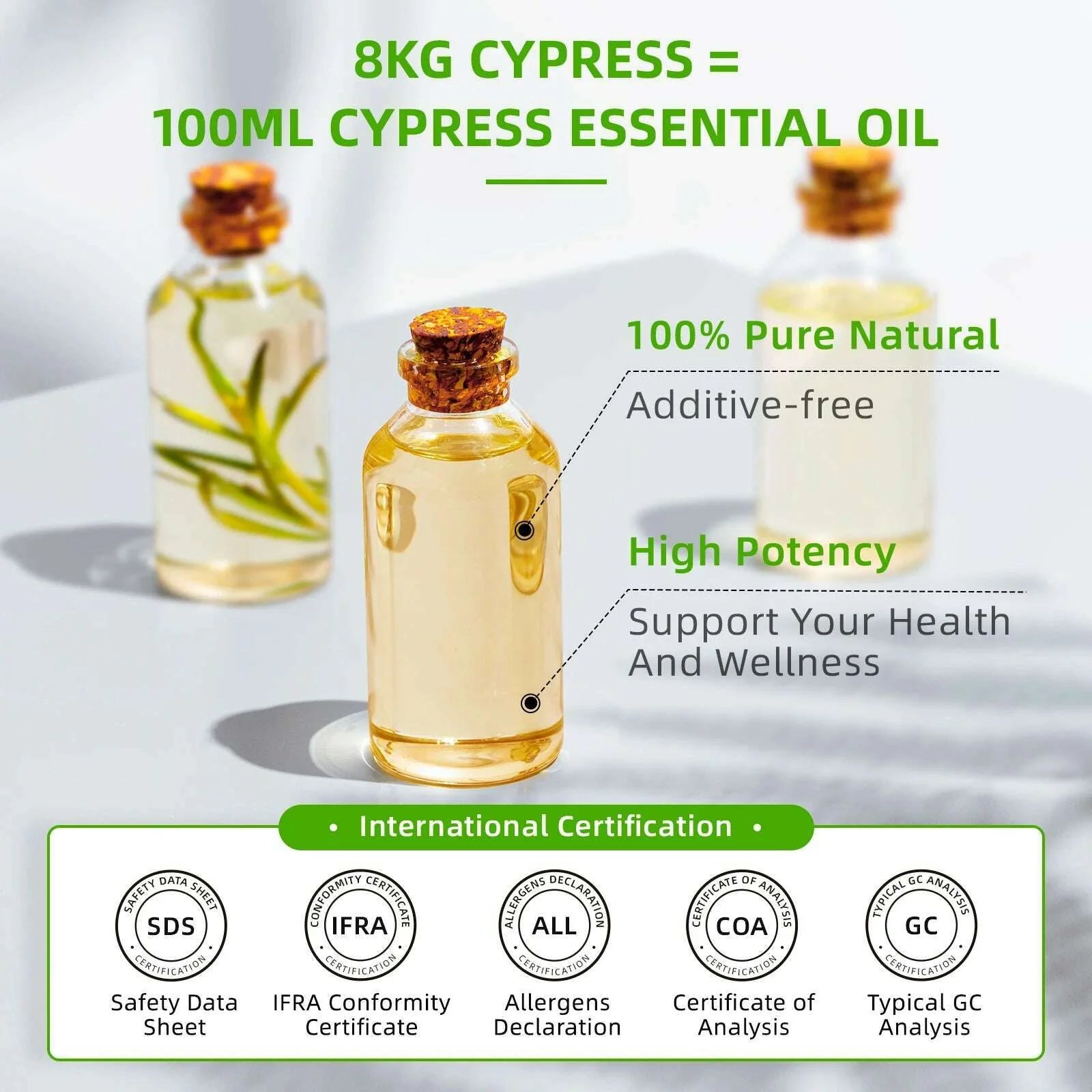 HIQILI 100ML Cypress Essential Oils ,100% Pure Nature for Aromatherapy, Diffuser, Humidifier, Massage, Woody, Relieving stress