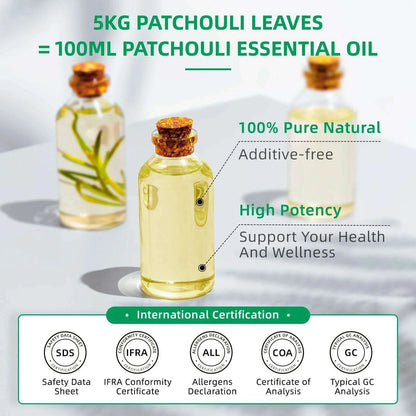 HIQILI 100ML Patchouli Essential Oils,100% Pure Nature for Aromatherapy, Diffuser, Humidifier, Massage, Keep happy, Candle