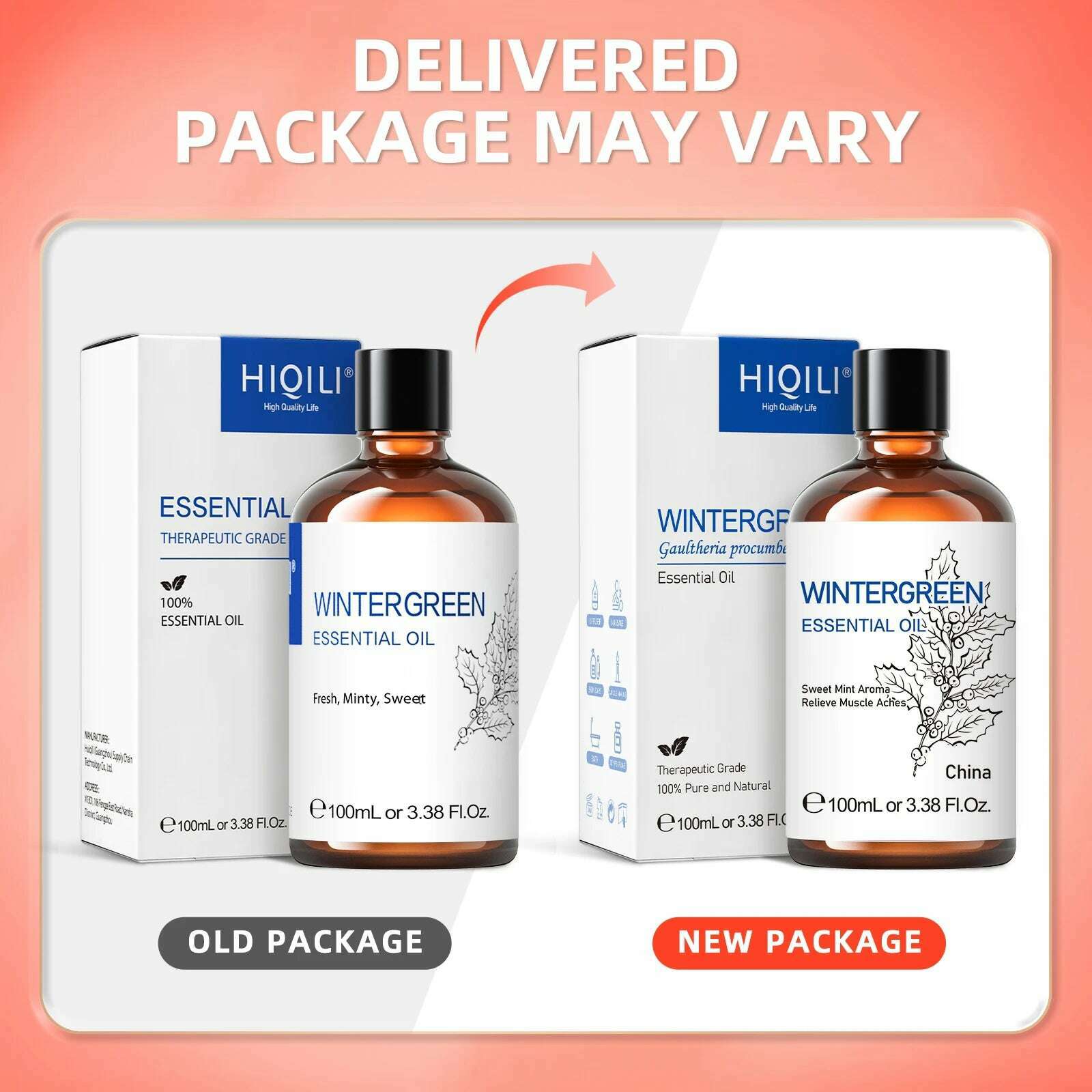 HIQILI 100ML Wintergreen Rose Jasmine Mint  Clove Essential Oils for Skin Care Diffuser Humidifier Massage Candle Soap Making