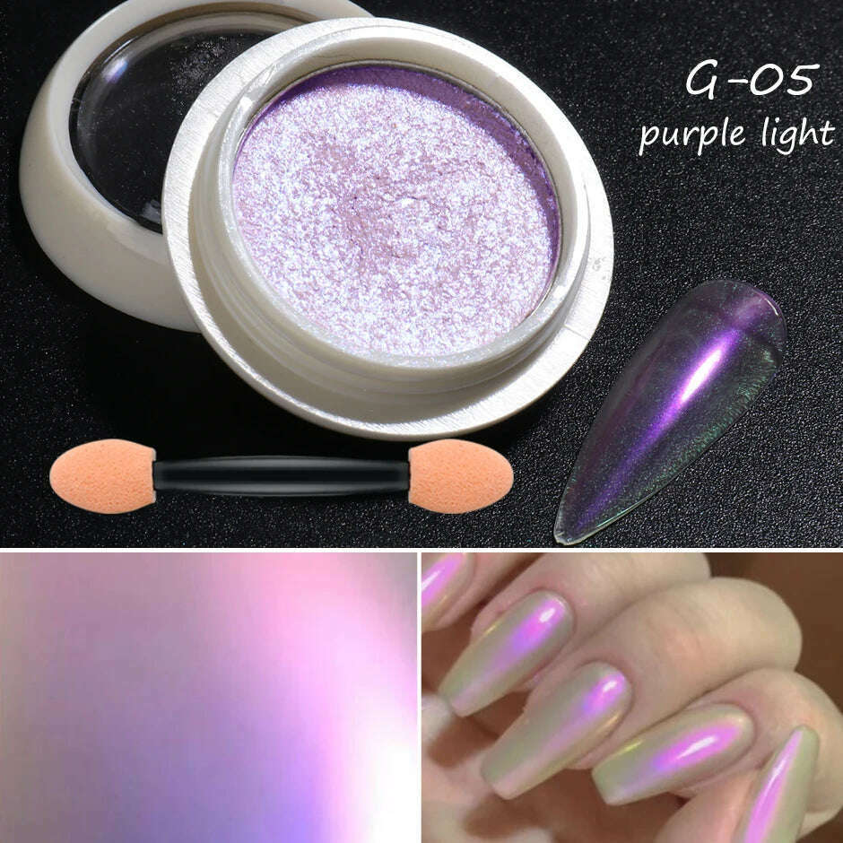 Holographic Solid Mirror Nail Glitter Laser Metallic Rubbing Dust Chrome Powder Shinning Manicure Decoration Pigment CHLF01-07-1