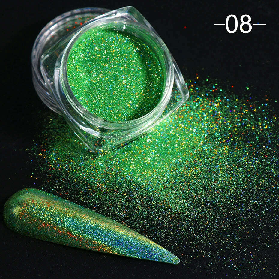Holographic Solid Mirror Nail Glitter Laser Metallic Rubbing Dust Chrome Powder Shinning Manicure Decoration Pigment CHLF01-07-1