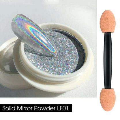 Holographic Solid Mirror Nail Glitter Laser Metallic Rubbing Dust Chrome Powder Shinning Manicure Decoration Pigment CHLF01-07-1