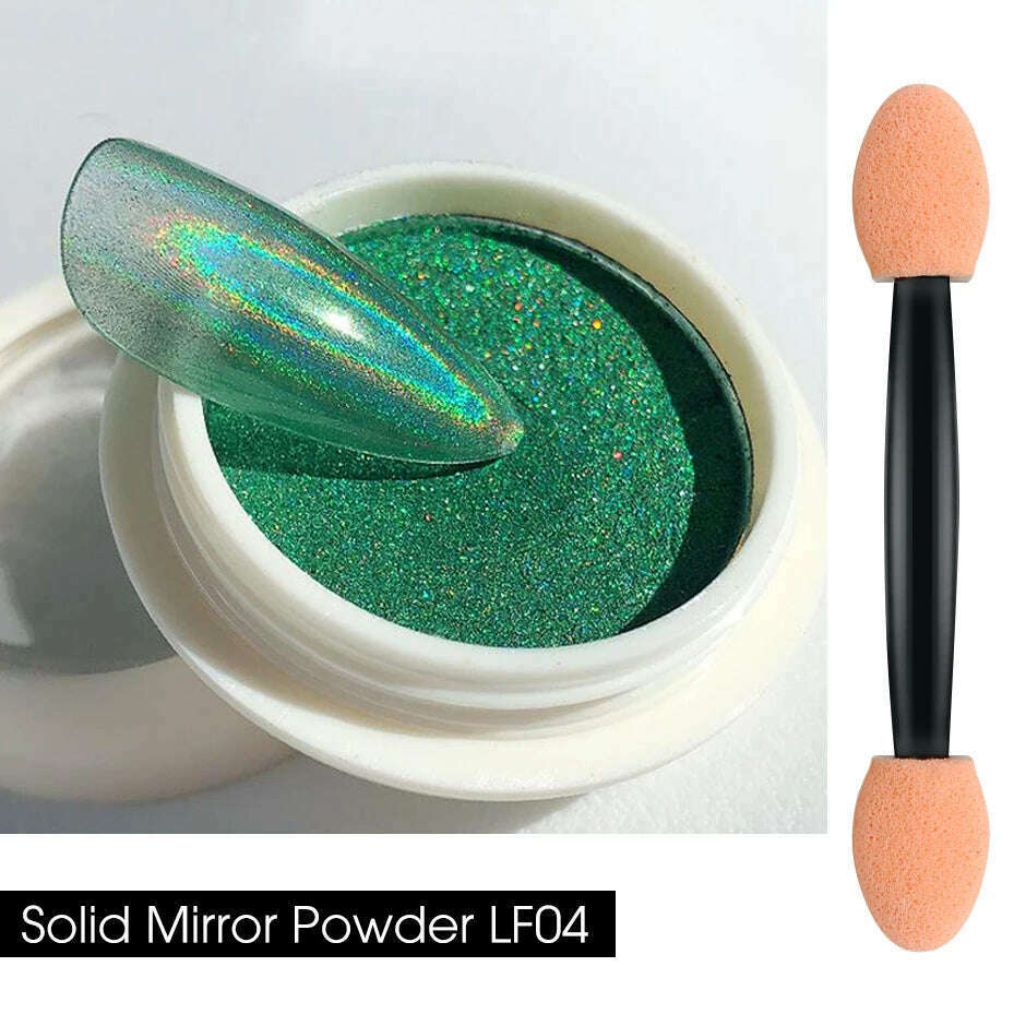 Holographic Solid Mirror Nail Glitter Laser Metallic Rubbing Dust Chrome Powder Shinning Manicure Decoration Pigment CHLF01-07-1