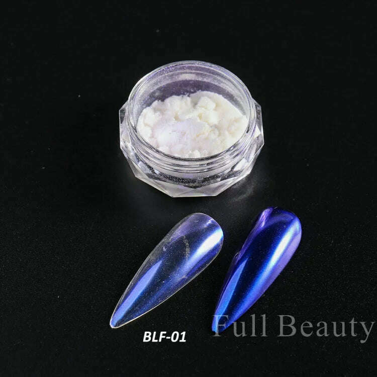 Holographic Solid Mirror Nail Glitter Laser Metallic Rubbing Dust Chrome Powder Shinning Manicure Decoration Pigment CHLF01-07-1