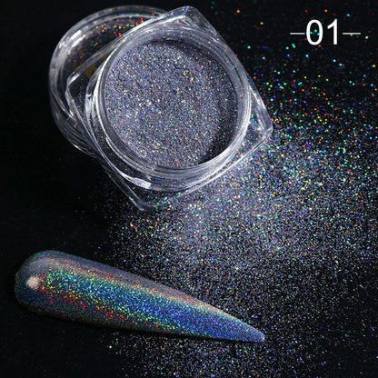 Holographic Solid Mirror Nail Glitter Laser Metallic Rubbing Dust Chrome Powder Shinning Manicure Decoration Pigment CHLF01-07-1
