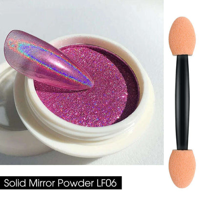 Holographic Solid Mirror Nail Glitter Laser Metallic Rubbing Dust Chrome Powder Shinning Manicure Decoration Pigment CHLF01-07-1