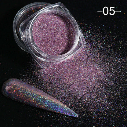 Holographic Solid Mirror Nail Glitter Laser Metallic Rubbing Dust Chrome Powder Shinning Manicure Decoration Pigment CHLF01-07-1