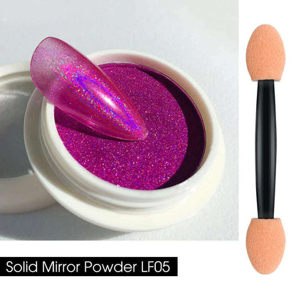 Holographic Solid Mirror Nail Glitter Laser Metallic Rubbing Dust Chrome Powder Shinning Manicure Decoration Pigment CHLF01-07-1