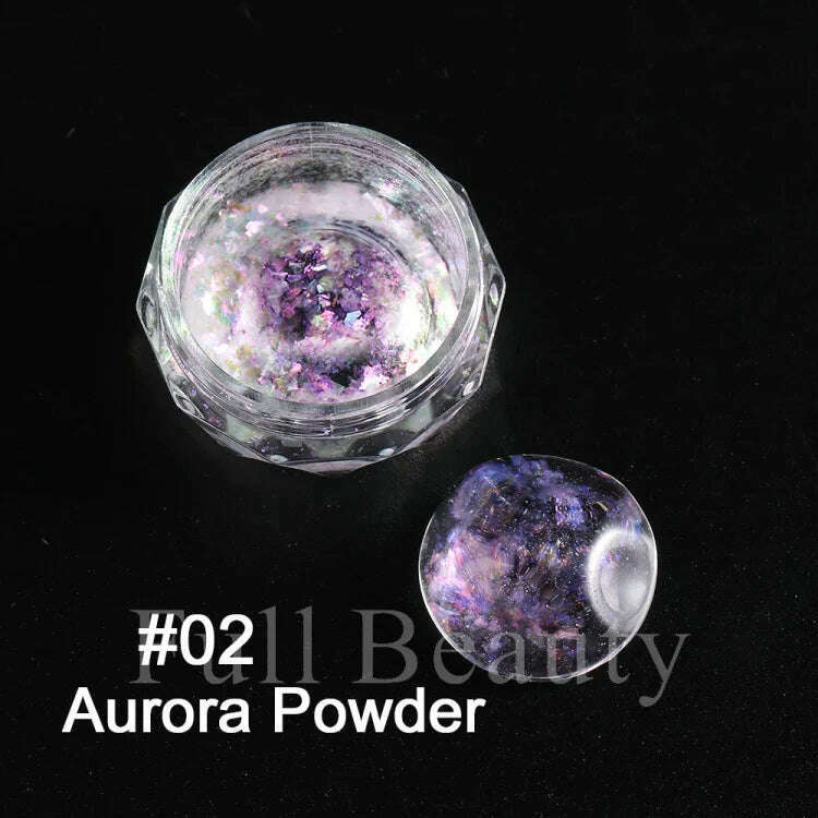 Holographic Solid Mirror Nail Glitter Laser Metallic Rubbing Dust Chrome Powder Shinning Manicure Decoration Pigment CHLF01-07-1