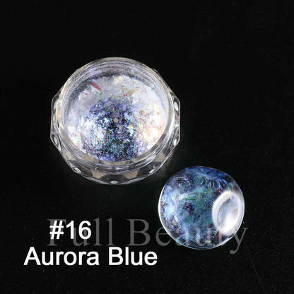 Holographic Solid Mirror Nail Glitter Laser Metallic Rubbing Dust Chrome Powder Shinning Manicure Decoration Pigment CHLF01-07-1