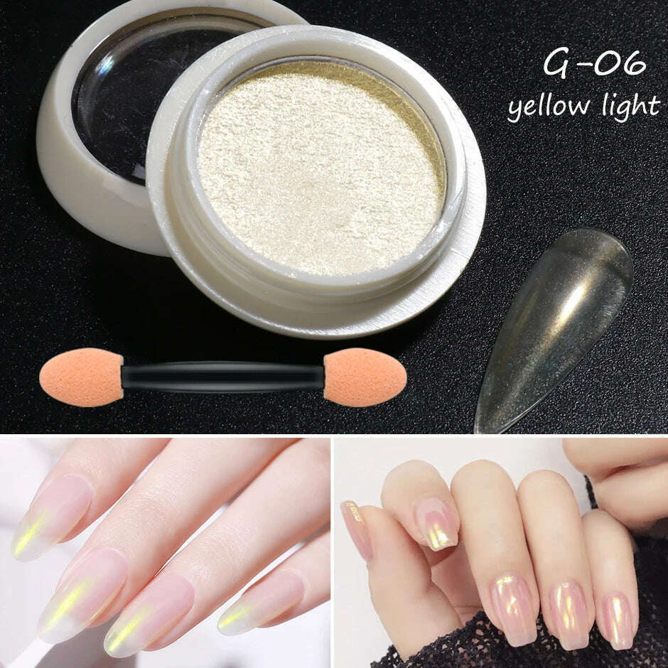 Holographic Solid Mirror Nail Glitter Laser Metallic Rubbing Dust Chrome Powder Shinning Manicure Decoration Pigment CHLF01-07-1