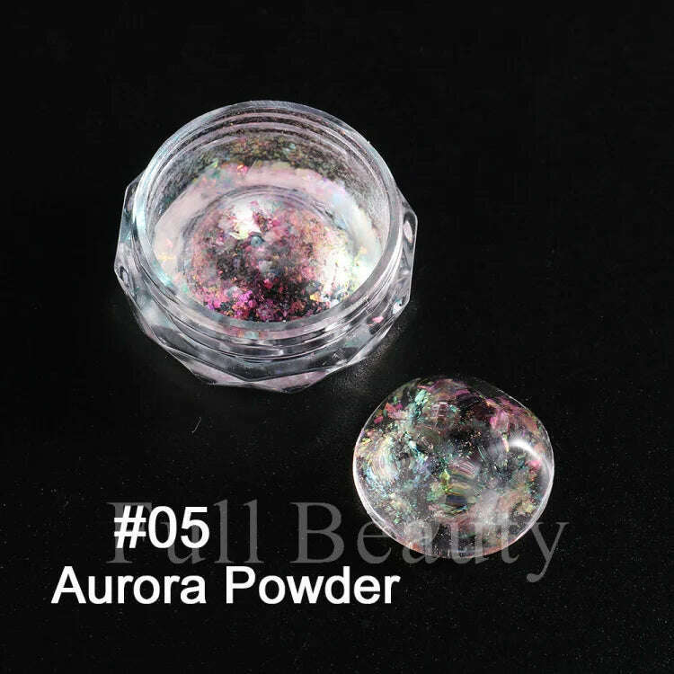 Holographic Solid Mirror Nail Glitter Laser Metallic Rubbing Dust Chrome Powder Shinning Manicure Decoration Pigment CHLF01-07-1