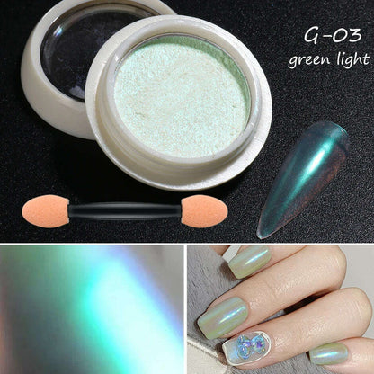 Holographic Solid Mirror Nail Glitter Laser Metallic Rubbing Dust Chrome Powder Shinning Manicure Decoration Pigment CHLF01-07-1