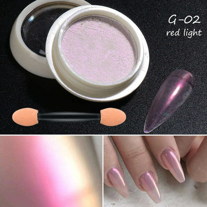 Holographic Solid Mirror Nail Glitter Laser Metallic Rubbing Dust Chrome Powder Shinning Manicure Decoration Pigment CHLF01-07-1