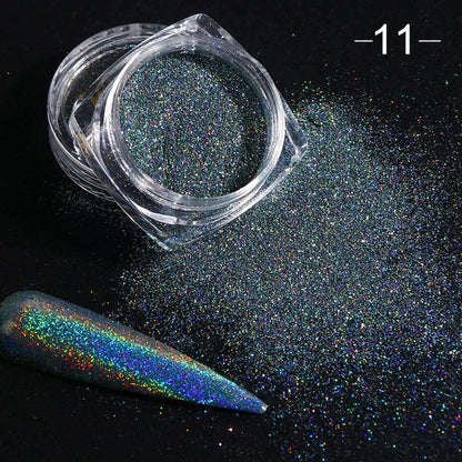 Holographic Solid Mirror Nail Glitter Laser Metallic Rubbing Dust Chrome Powder Shinning Manicure Decoration Pigment CHLF01-07-1