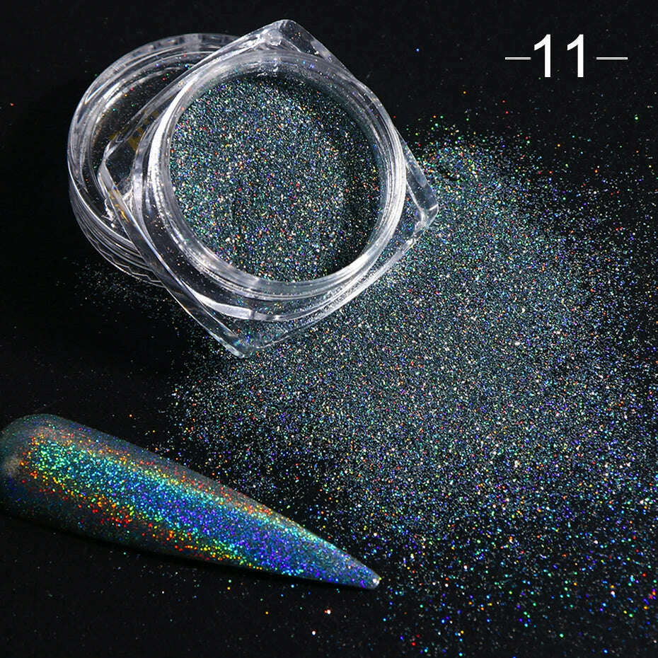 Holographic Solid Mirror Nail Glitter Laser Metallic Rubbing Dust Chrome Powder Shinning Manicure Decoration Pigment CHLF01-07-1