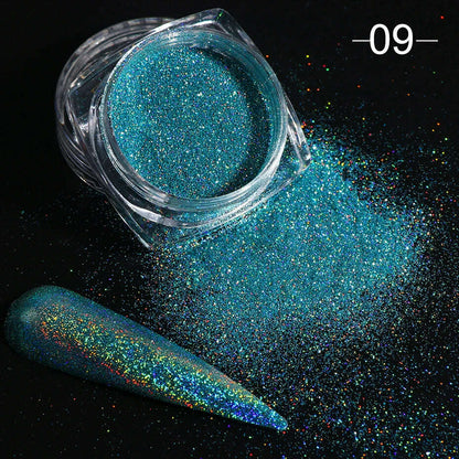 Holographic Solid Mirror Nail Glitter Laser Metallic Rubbing Dust Chrome Powder Shinning Manicure Decoration Pigment CHLF01-07-1