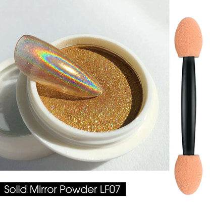 Holographic Solid Mirror Nail Glitter Laser Metallic Rubbing Dust Chrome Powder Shinning Manicure Decoration Pigment CHLF01-07-1