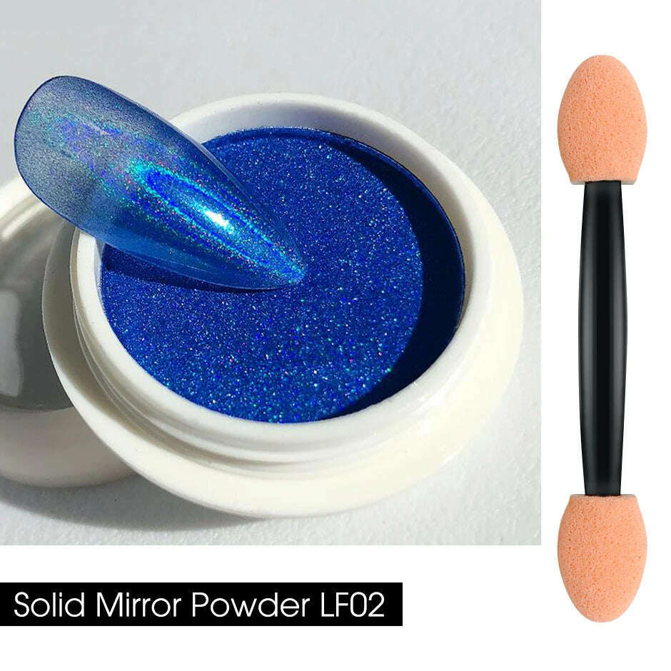 Holographic Solid Mirror Nail Glitter Laser Metallic Rubbing Dust Chrome Powder Shinning Manicure Decoration Pigment CHLF01-07-1