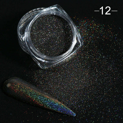 Holographic Solid Mirror Nail Glitter Laser Metallic Rubbing Dust Chrome Powder Shinning Manicure Decoration Pigment CHLF01-07-1