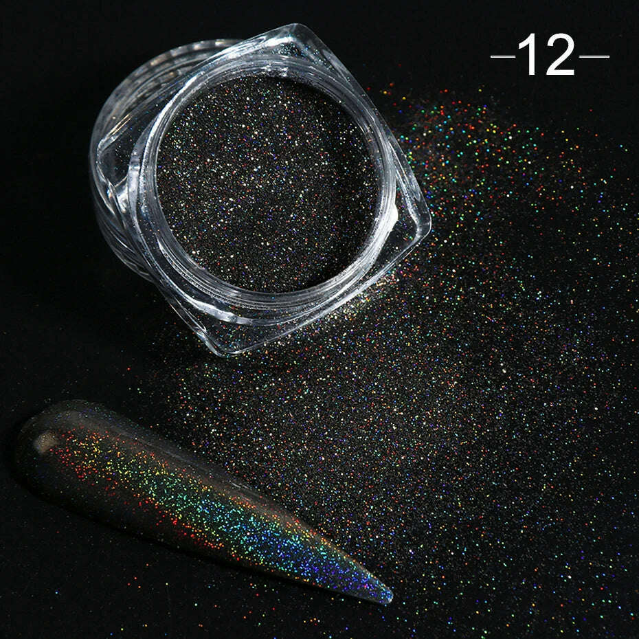 Holographic Solid Mirror Nail Glitter Laser Metallic Rubbing Dust Chrome Powder Shinning Manicure Decoration Pigment CHLF01-07-1