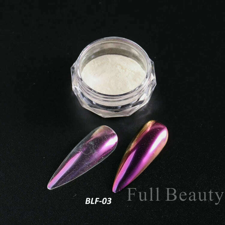 Holographic Solid Mirror Nail Glitter Laser Metallic Rubbing Dust Chrome Powder Shinning Manicure Decoration Pigment CHLF01-07-1