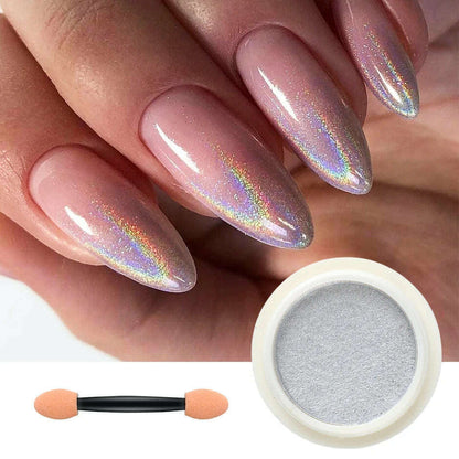 Holographic Solid Mirror Nail Glitter Laser Metallic Rubbing Dust Chrome Powder Shinning Manicure Decoration Pigment CHLF01-07-1