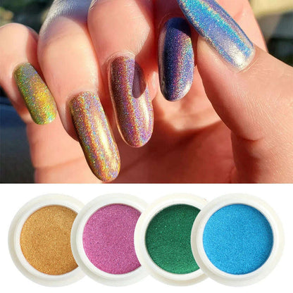 Holographic Solid Mirror Nail Glitter Laser Metallic Rubbing Dust Chrome Powder Shinning Manicure Decoration Pigment CHLF01-07-1