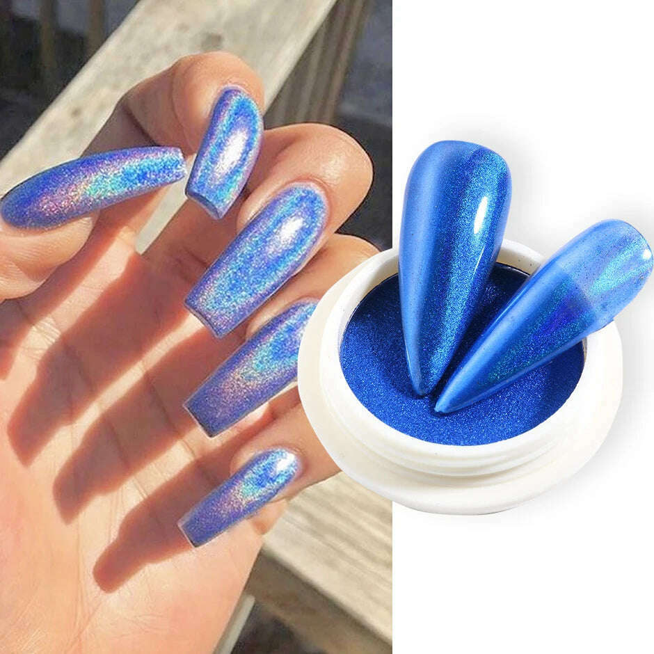 Holographic Solid Mirror Nail Glitter Laser Metallic Rubbing Dust Chrome Powder Shinning Manicure Decoration Pigment CHLF01-07-1