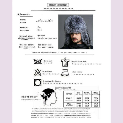 Hot high-end luxury fur hat Men's fox fur hat Lei Feng cap ear cap fur necessary hat Real fur hat 100% Sheepskin top fox hat