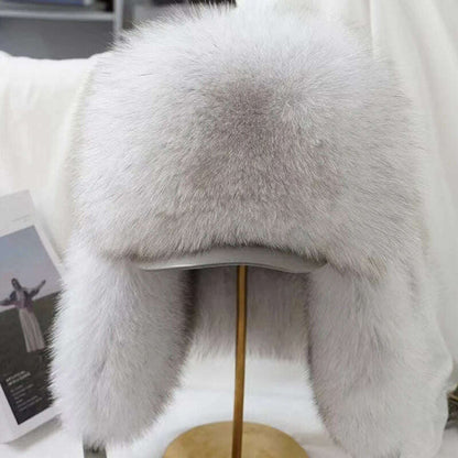 Hot high-end luxury fur hat Men's fox fur hat Lei Feng cap ear cap fur necessary hat Real fur hat 100% Sheepskin top fox hat