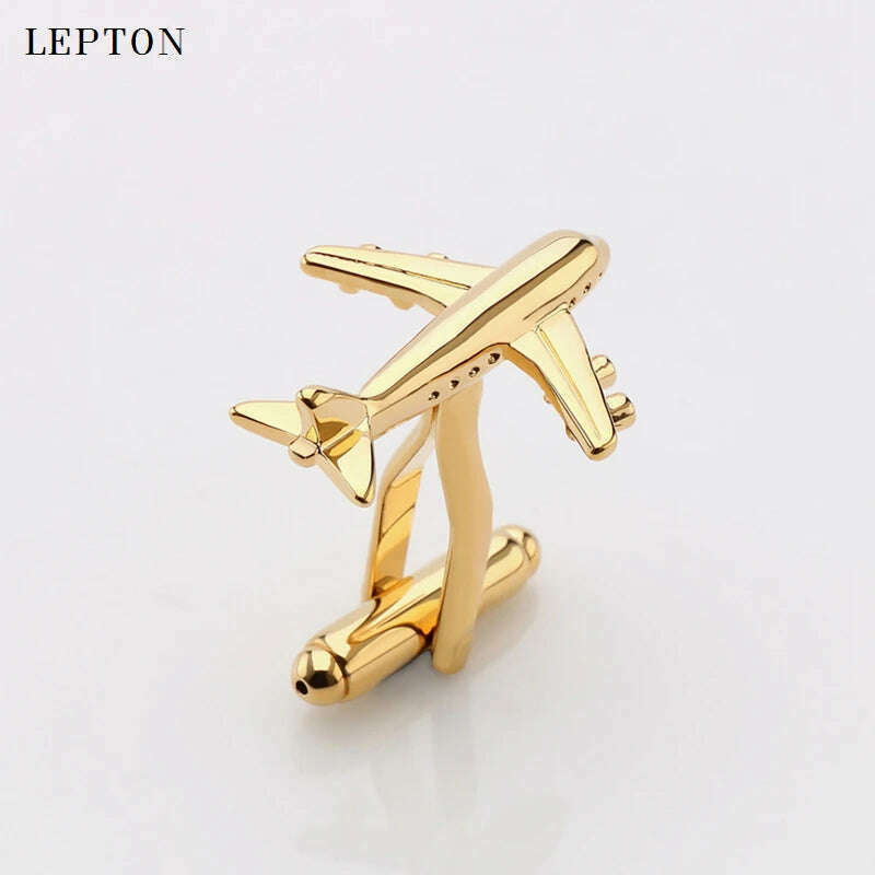 Hot Sale Real Tie Clip Fashion Plane Styling Cuff links Mens Metal AirPlane Cufflinks For Mens Lepton Plane Design Cufflinks