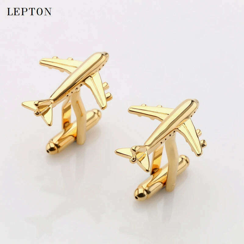 Hot Sale Real Tie Clip Fashion Plane Styling Cuff links Mens Metal AirPlane Cufflinks For Mens Lepton Plane Design Cufflinks