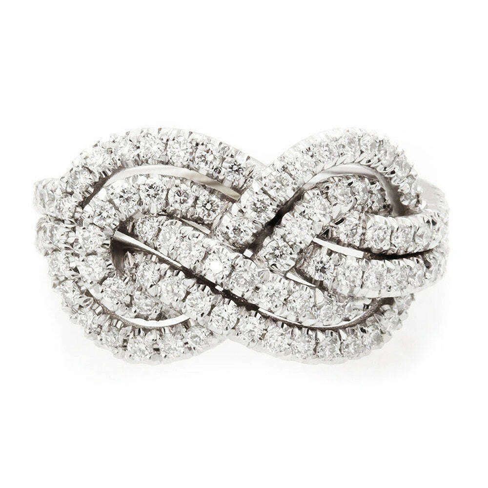 Huitan 2023 New Woman Ring Twist Infinite Shape Crystal Cubic Zirconia Rings Exquisite Female Wedding Bands Fashion Jewelry Bulk