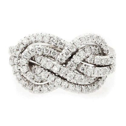 Huitan 2023 New Woman Ring Twist Infinite Shape Crystal Cubic Zirconia Rings Exquisite Female Wedding Bands Fashion Jewelry Bulk